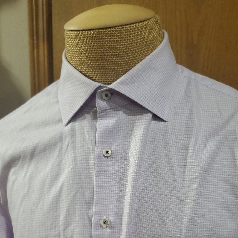 Stenstroms Elegant Purple White Dress Shirt Floral Flip Cuff